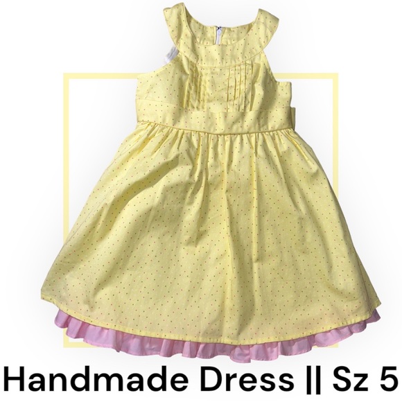 Handmade Yellow Polka Dot Dress - Picture 1 of 5